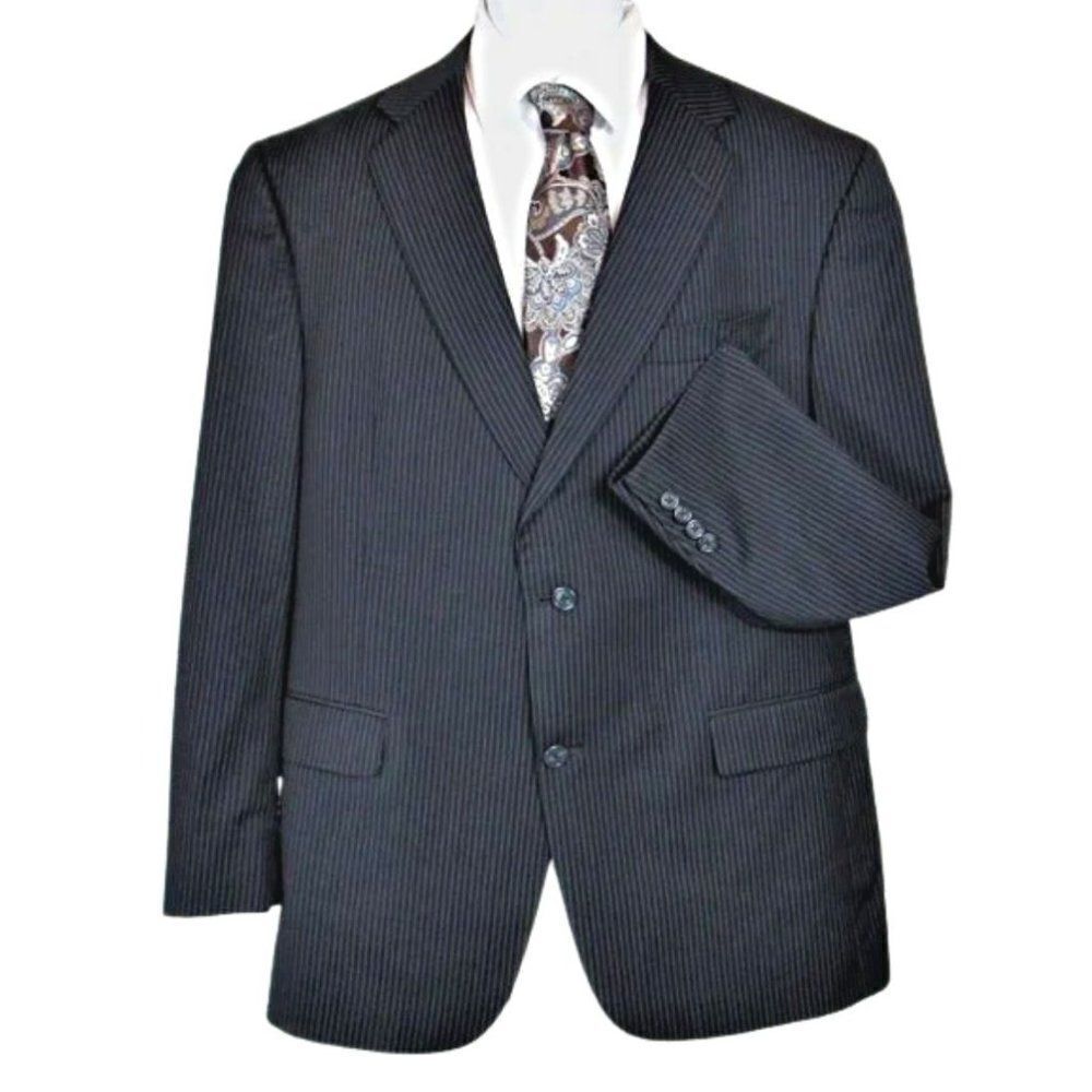 Suit Jacket Hart Schaffner Marx for Dillard's Vintage Pinstripe Blue Mens Sz 44R